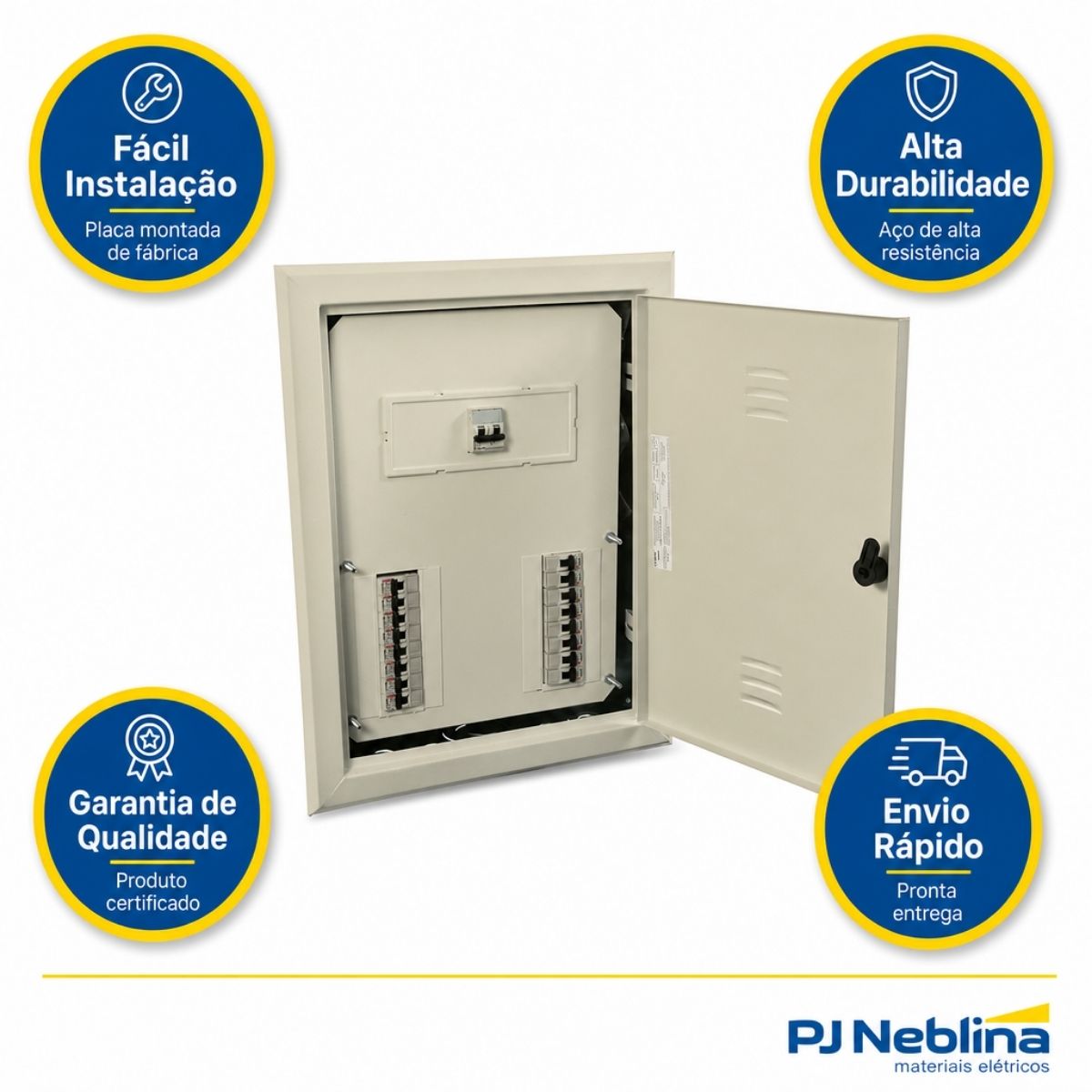 Quadro Distribuição Embutir Com Placa Montada 225a Bege Cemar