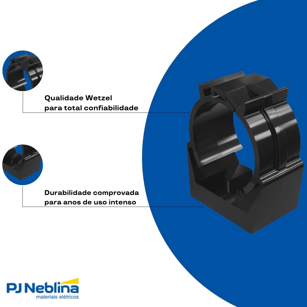 Braçadeira Pvc 1Pol Preto - Wetzel