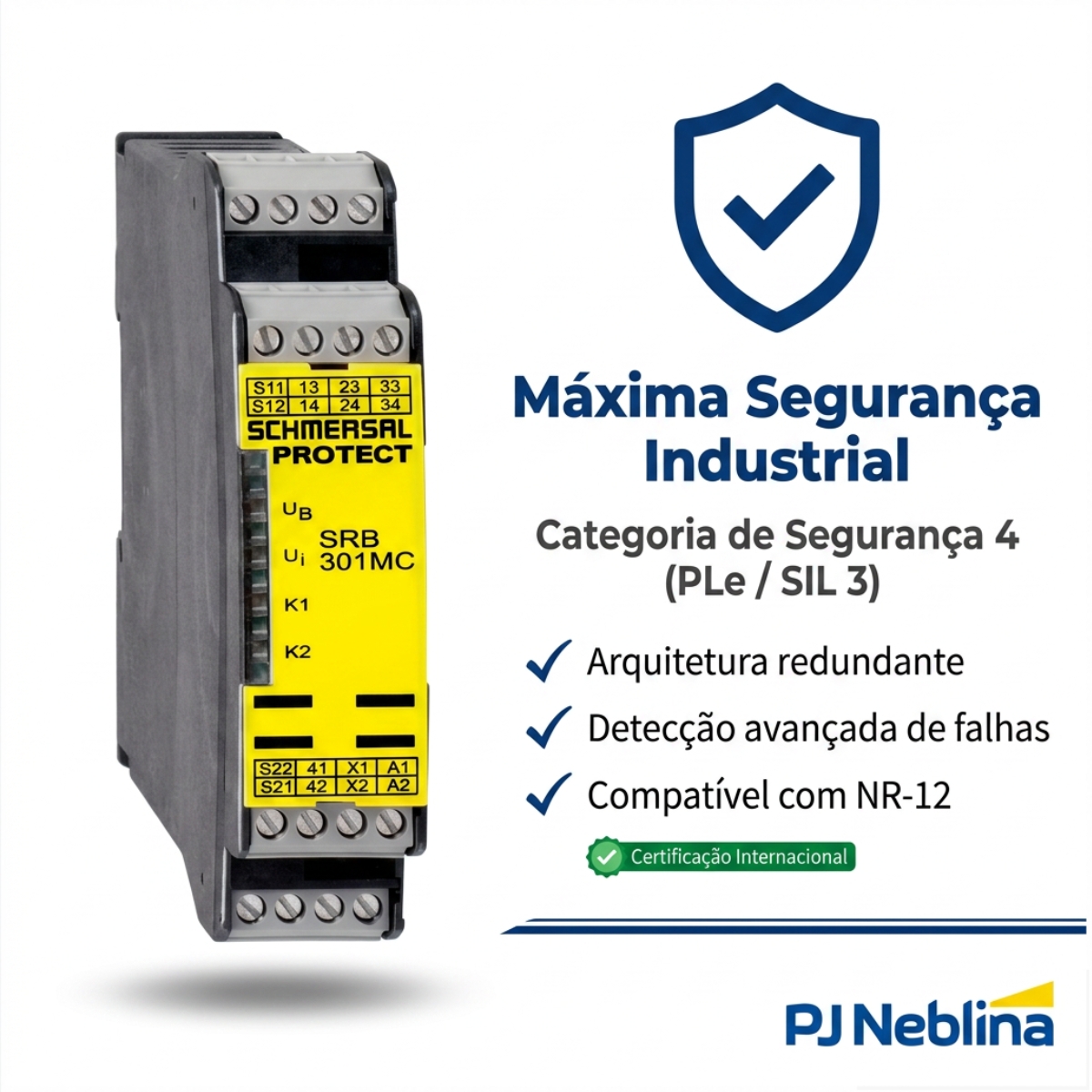 Rele Segurança Multifunção Cat 4 24Vca/Cc 3 Saídas Na +1 Auxiliar Nf - Ace Schmersal