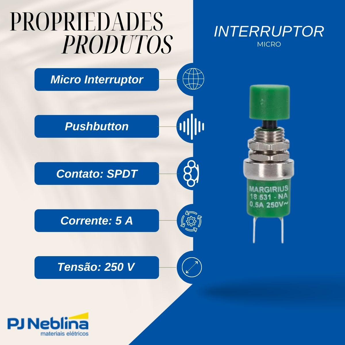 Micro Interruptor Pushbutton 18531 Cpd 1711 - Margirius