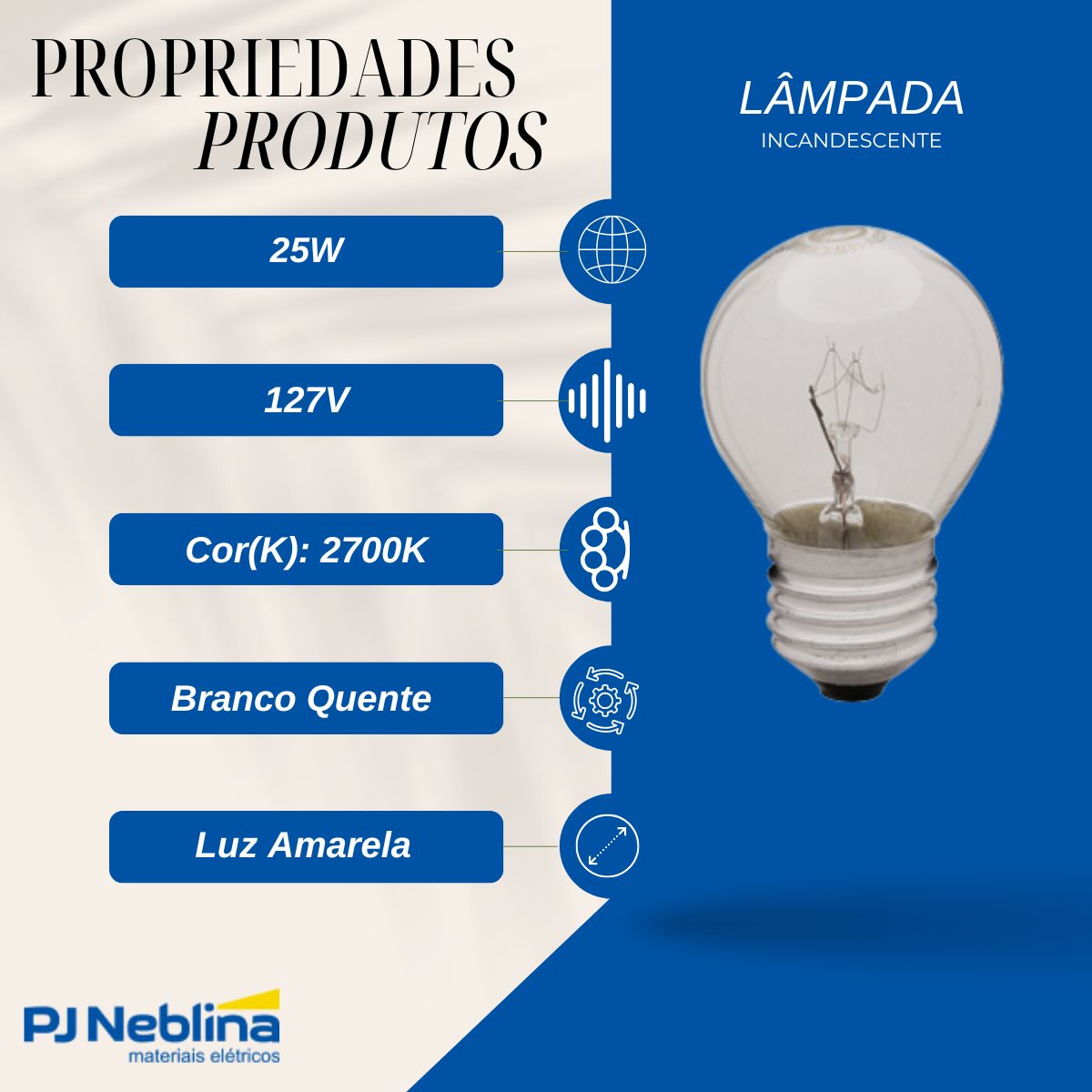 Lâmpada Incandescente Bolinha G45 Clara 25W 127V E27 Luz Amarela - Empalux
