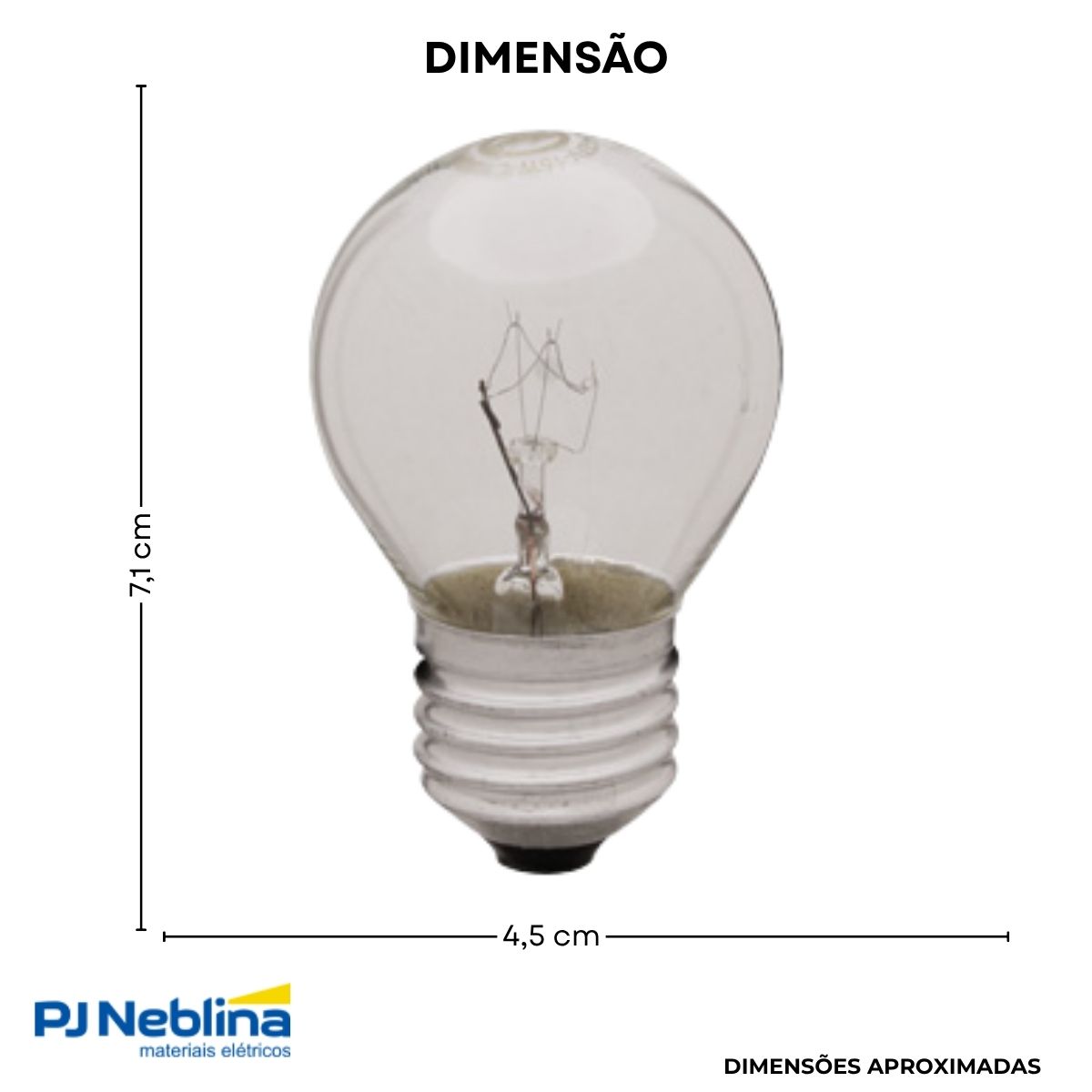 Lâmpada Incandescente Bolinha G45 Clara 25W 127V E27 Luz Amarela - Empalux