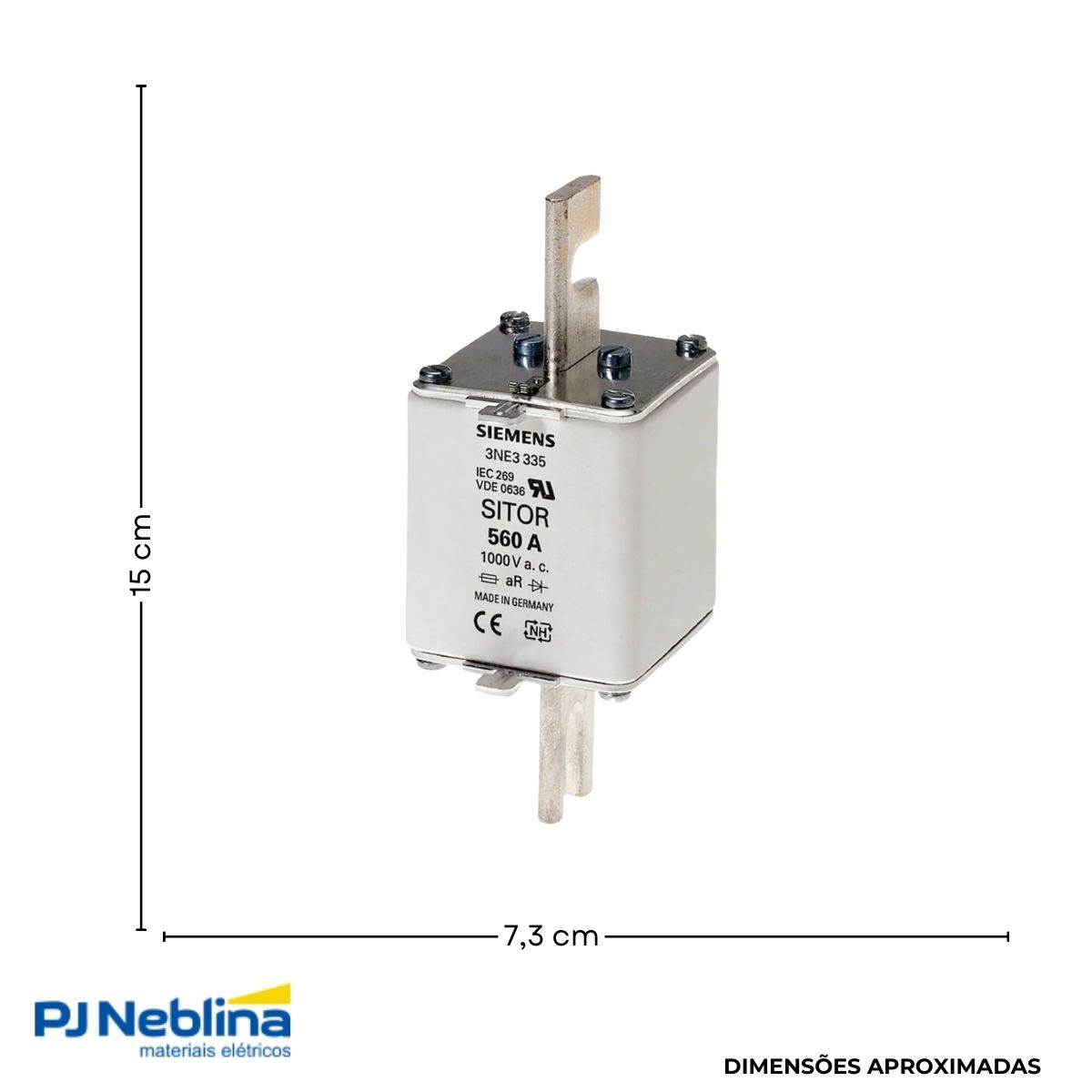Fusível Nh Sitor Ultra Rápido Ar 900A 690V 100Ka T-2 Indicador Frontal - Siemens