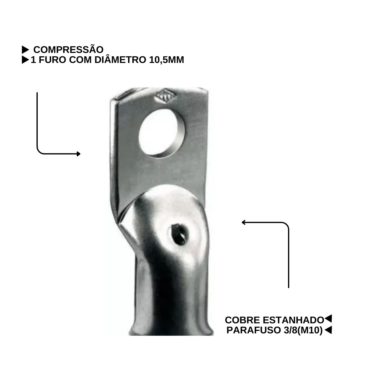 Terminal Compressão 35Mm 1 Compressão 1 Furo F=10,5Mm 3/8 (M10) 630852 Magnet
