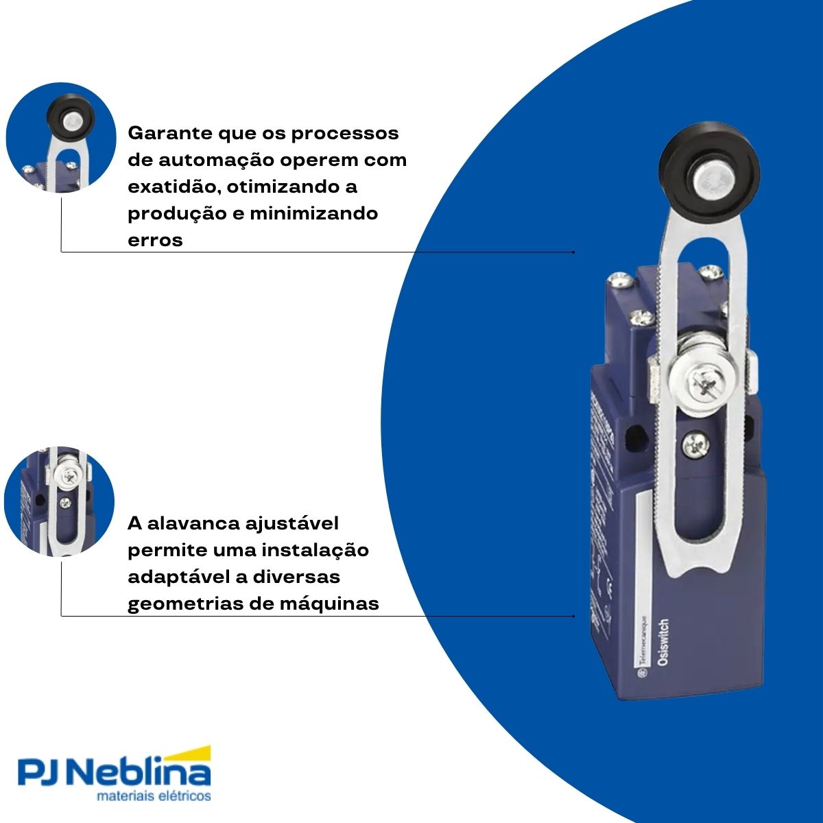 Chave Fim De Curso Alavanca Ajustável C/Roldana 3A 1Na+1Nf Ip65 - Telemecanique