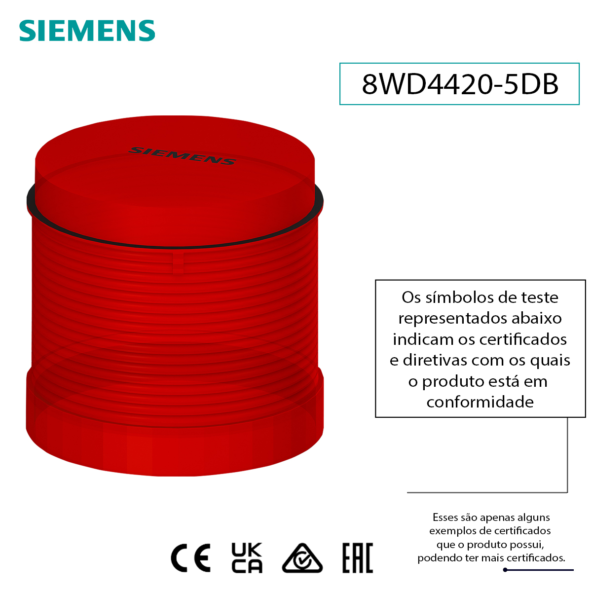 Sinalizador Coluna Giratória 24V Vermelho Com Led 8WD44205DB - Siemens