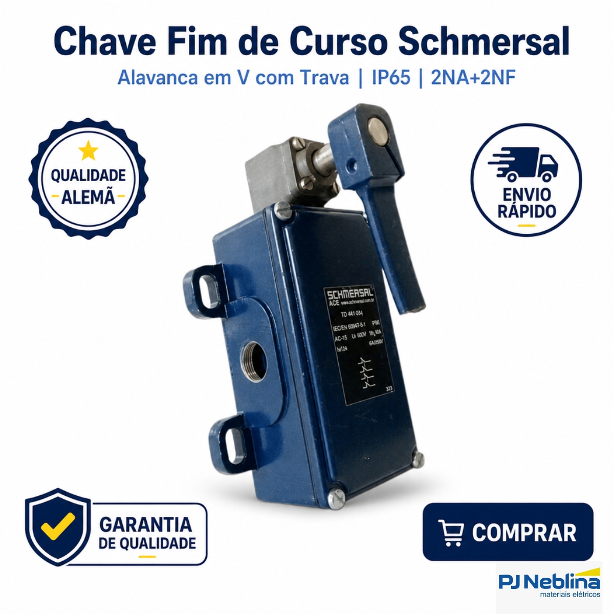 Chave Fim De Curso Alavanca V C/Trava 4A 2Na+2Nf Ip65 - Ace Schmersal