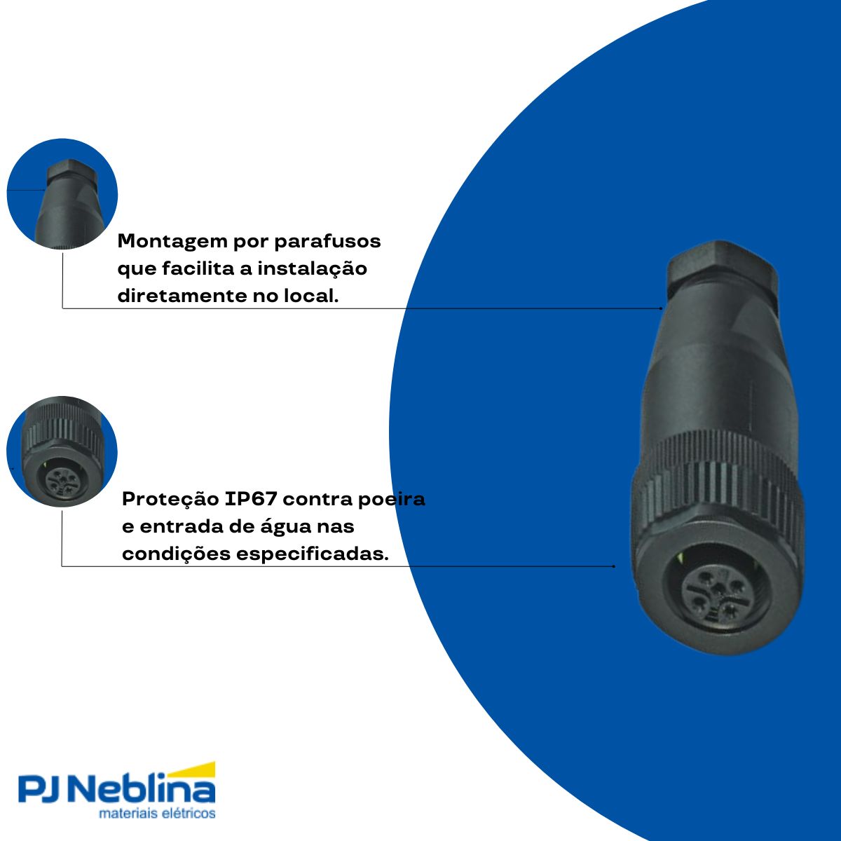 Conector Sensor Femea Reto 4 Polos 250Vca/Cc M12 5 Pinos Terminal Parafuso - Phoenix