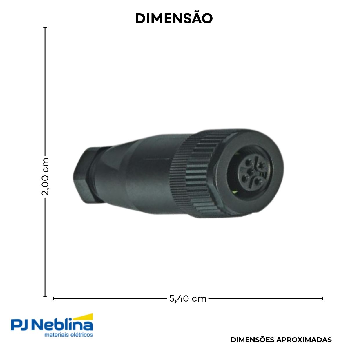 Conector Sensor Femea Reto 4 Polos 250Vca/Cc M12 5 Pinos Terminal Parafuso - Phoenix