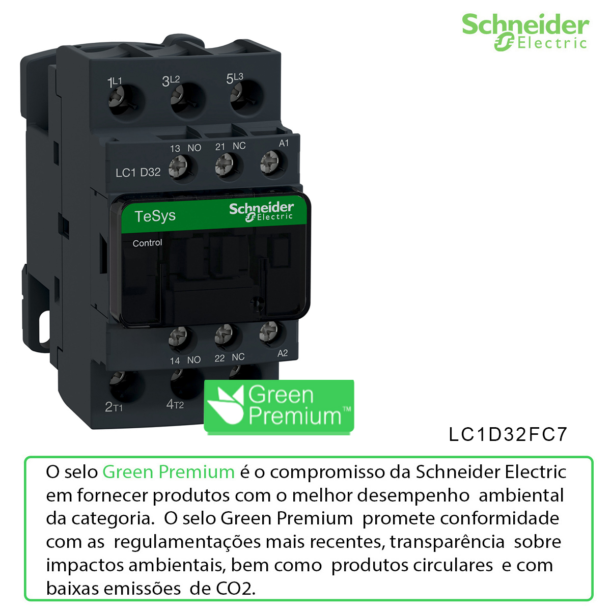 Contator Potência 3P 32A 1Na+1Nf 127V 50/60Hz Tesys LC1D32FC7 - Schneider Electric