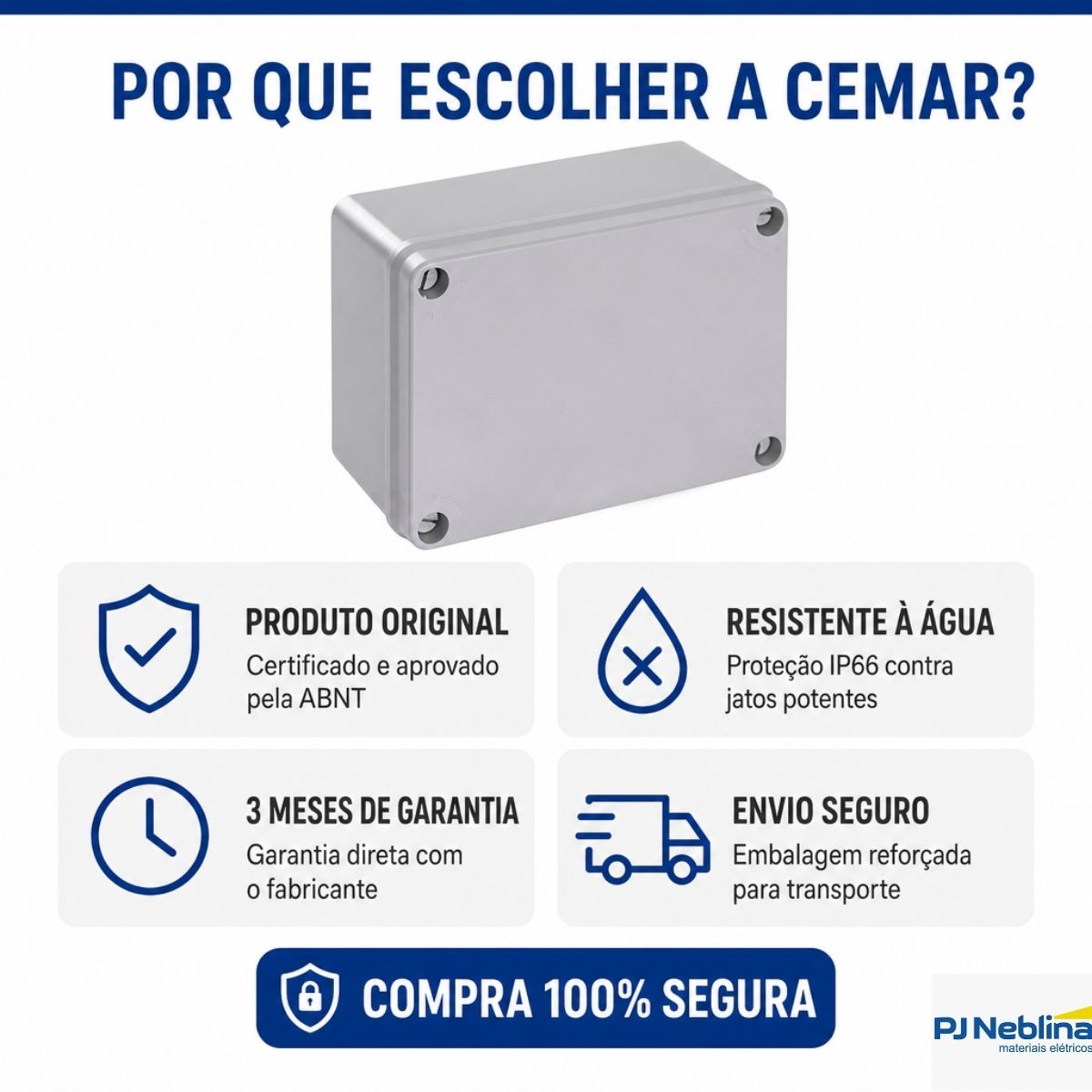 Caixa De Derivação Tampa Opaca Cbox-Ob-Alt 150X110X70Mm Com Dobradiça Ip66 914053 - Cemar