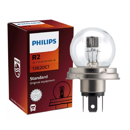 Lâmpada Incandescente Automotiva R2 55/50W 24V P45T-41 Luz Amarela - Philips