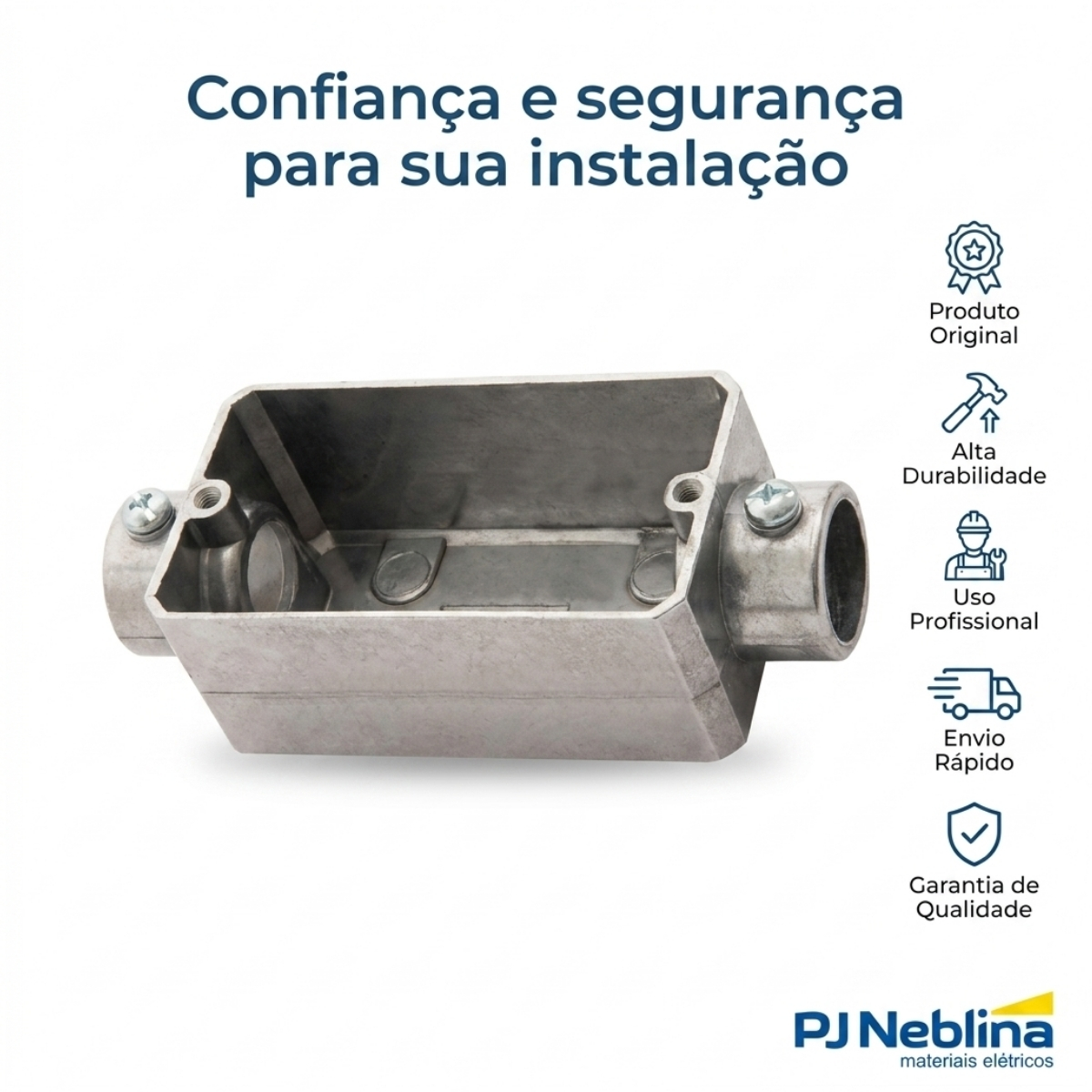 Condulete Alumínio Fixo Tipo T 1/2 Polegadas Sem Rosca Sem Pintura Sem Tampa Sem Vedação Daisa.