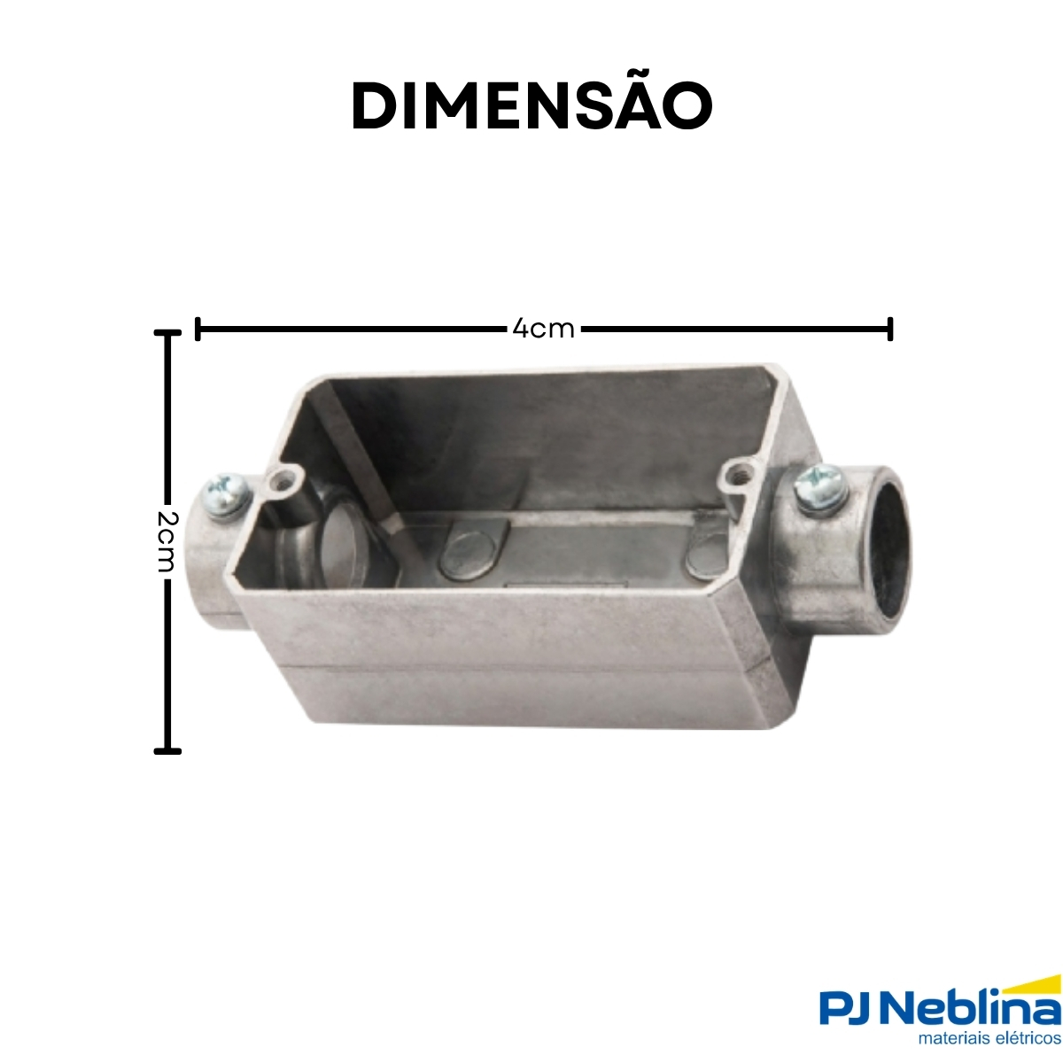 Condulete Alumínio Fixo Tipo T 1/2 Polegadas Sem Rosca Sem Pintura Sem Tampa Sem Vedação Daisa.