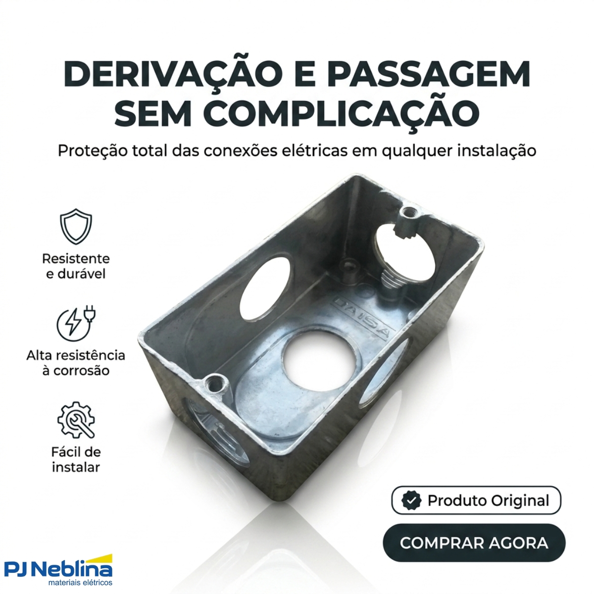 Condulete Tipo X Fixo Alumínio 3/4 Sem Rosca Sem Pintura Sem Tampa Sem Vedação Daisa