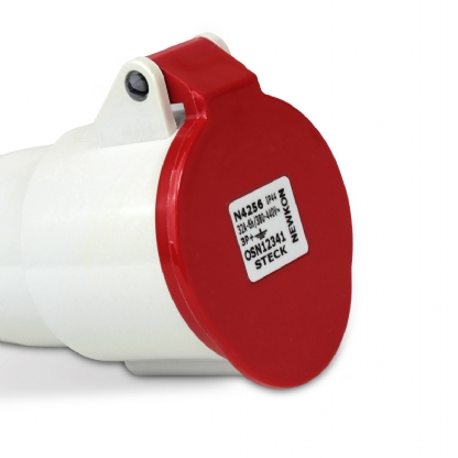 Tomada Industrial Fêmea Acoplamento 3P+T 32A 380/440V 6H Vermelho Newkon N4256 - Steck