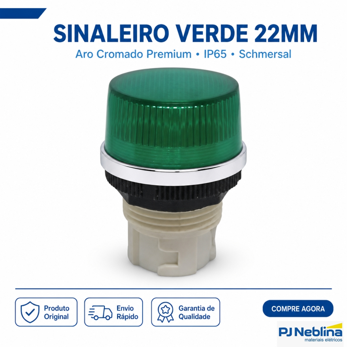 Sinaleiro Monobloco Saliente Redondo 22Mm Plástico Verde Metalizado Cromado Ip65 - Ace Schmersal