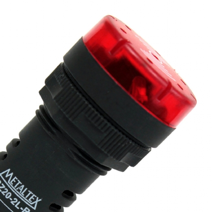 Sinalizador Sonoro Led 220Vca Vermelho 22mm - Metaltex