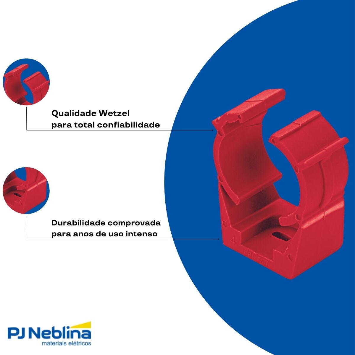 Braçadeira Eletroduto 1Pol Pvc Vermelho - Wetzel
