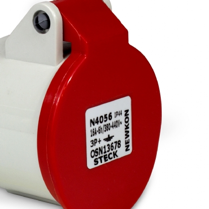 Tomada Industrial Fêmea Acoplamento 3P+T 16A 380/440V 6H Vermelho Newkon N4056 - Steck