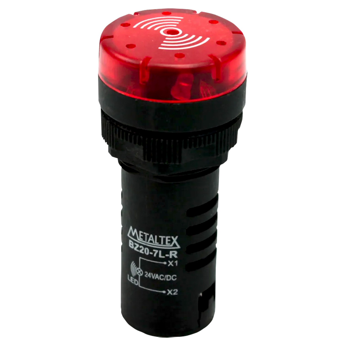 Sinalizador Sonoro Led 24Vca/Cc Vermelho 22Mm Pulsante - Metaltex