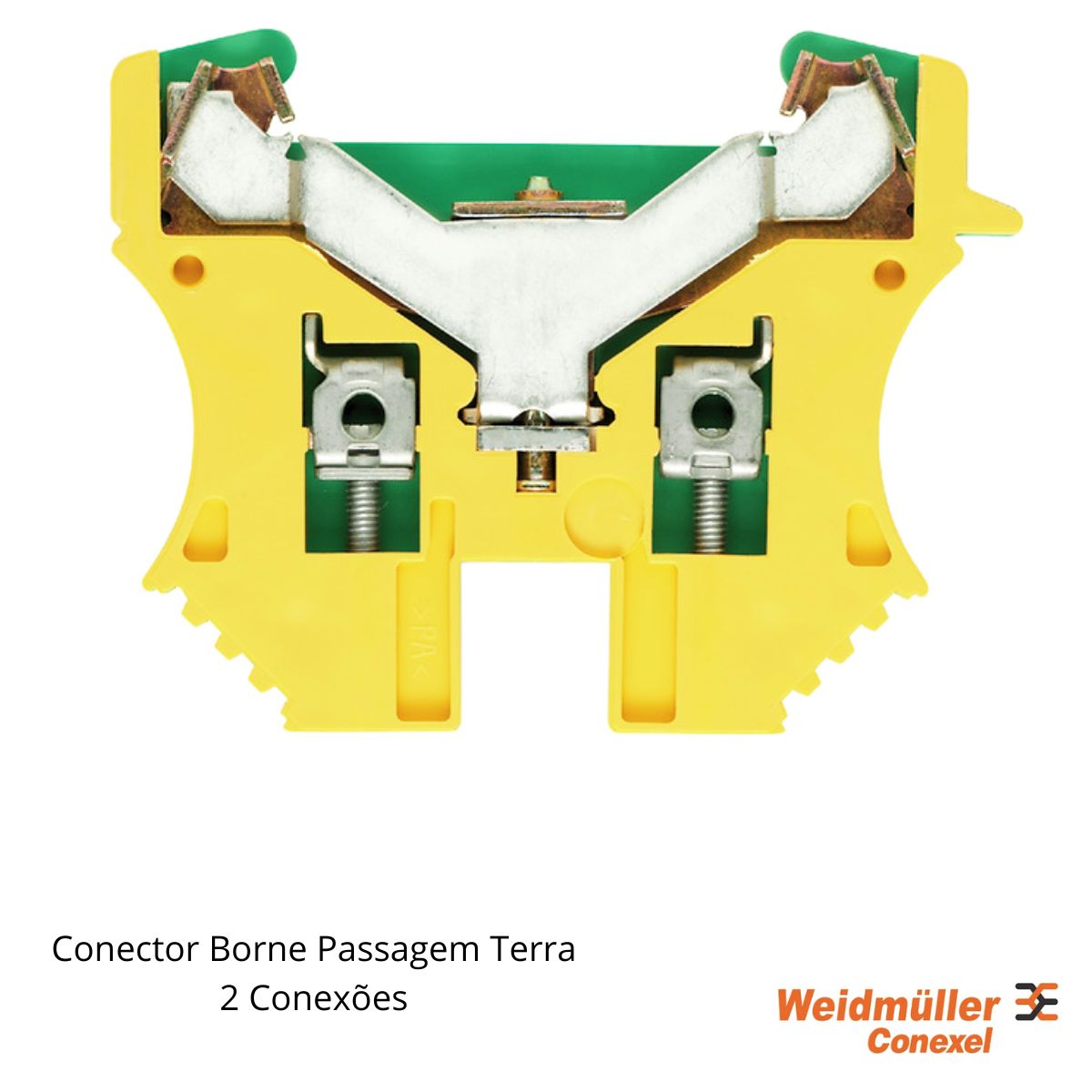 Conector Borne Passagem Terra 2 Conexões 2,50mm 800V Verde/Amarelo - Conexel