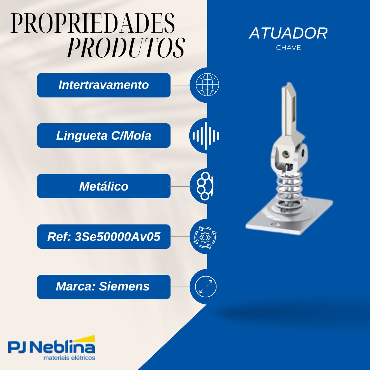 Atuador Chave Intertravamento Lingueta C/Mola Metálico - Siemens