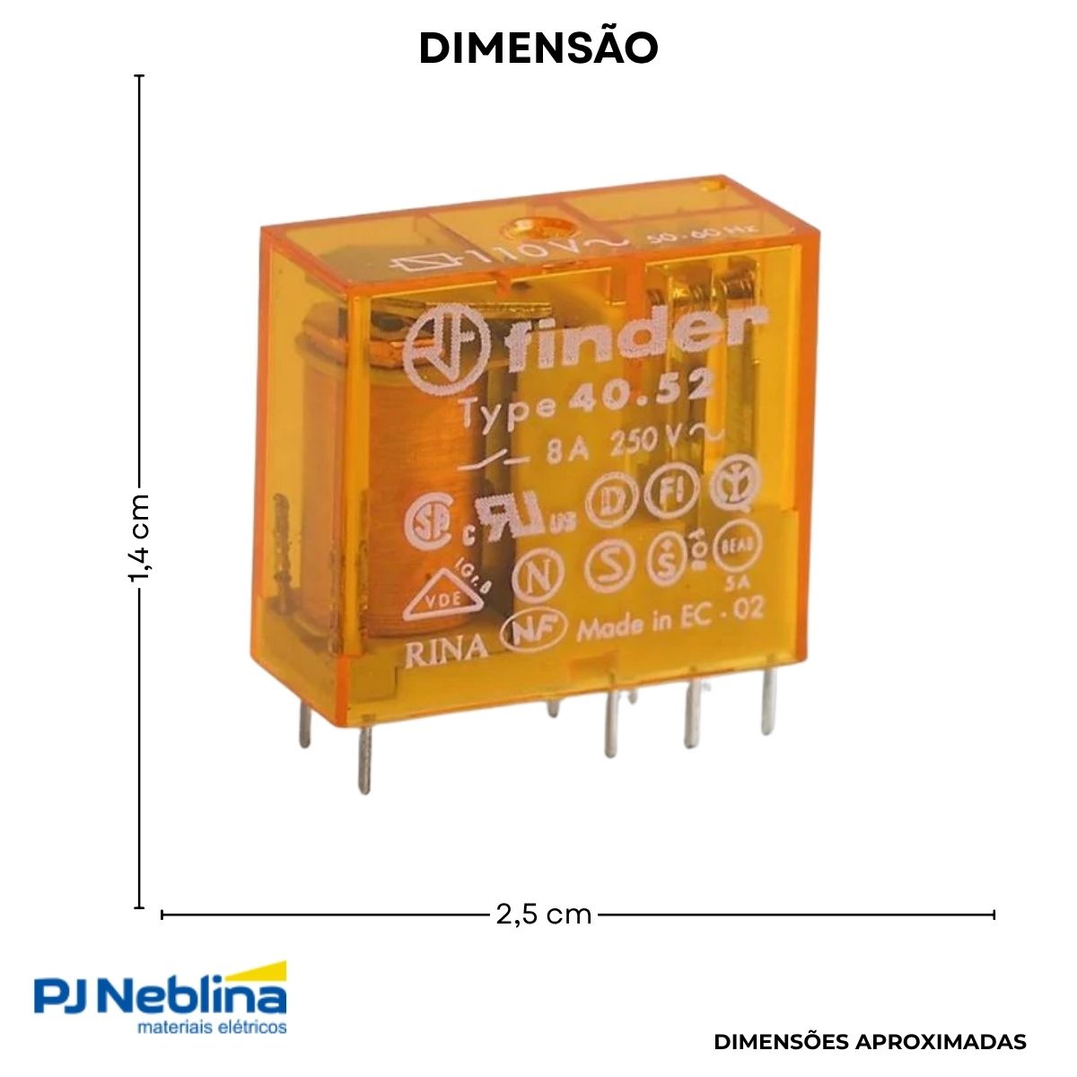 Rele Industrial Mini 8a 110vcc 2rev (dpdt)