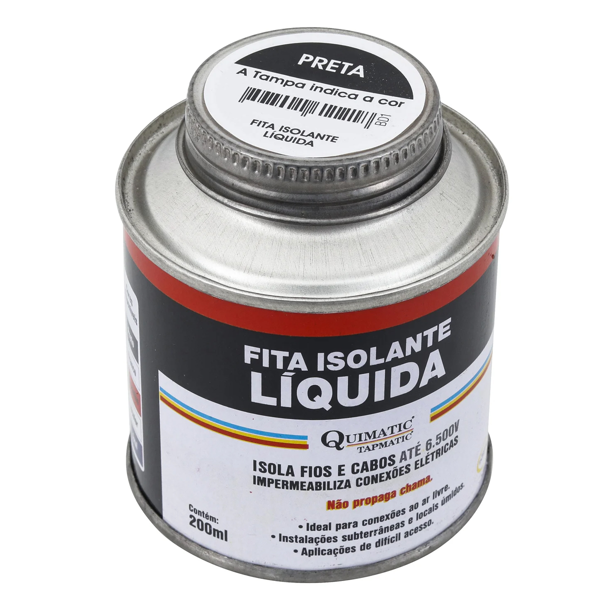Fita Isolante Líquida Preto 6,5Kv 1Mm 200Ml Bd1 - Quimatic