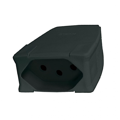 Plug Fêmea 10A 250V Preto Axial Com Prensa Cabo - Pial