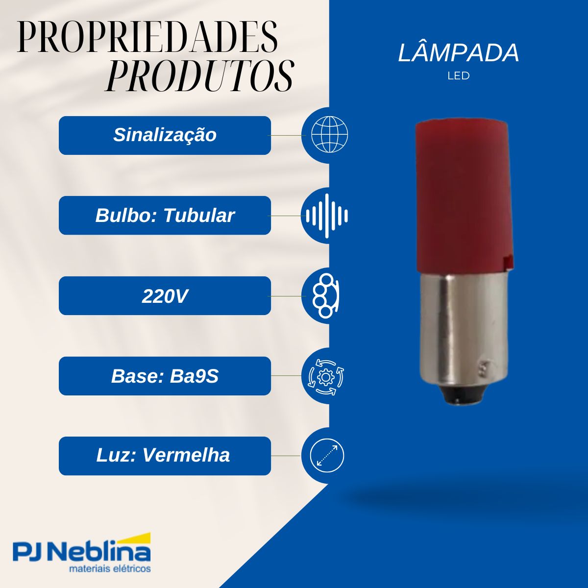 Lâmpada Led Sinalização Tubular 220V Ba9S Vermelha - Ace Schmersal