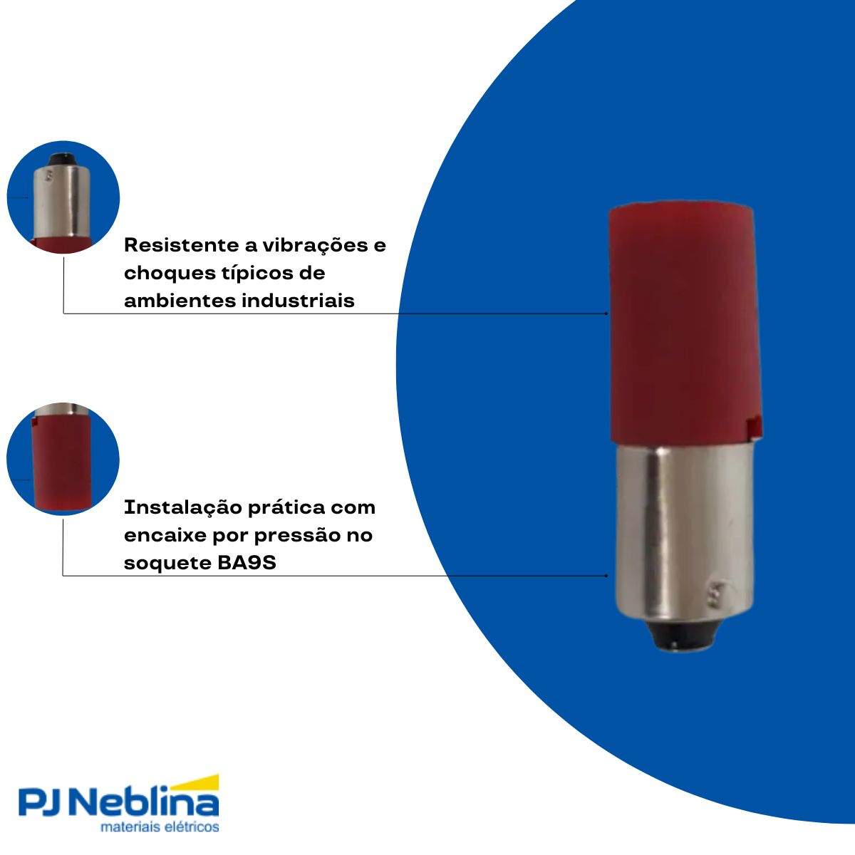 Lâmpada Led Sinalização Tubular 220V Ba9S Vermelha - Ace Schmersal