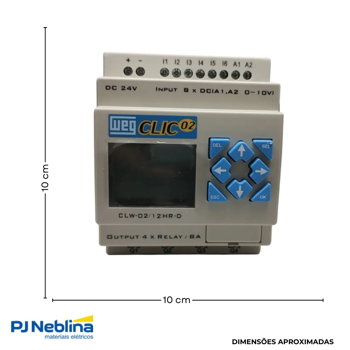 Controle Programável 24Vcc C/8 Entr.Dig. Saída Rele 4 Saídas 8A - Weg