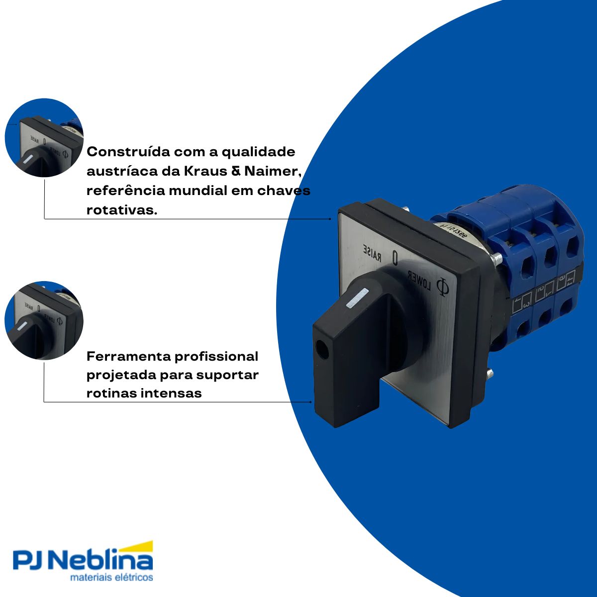Chave Rotativa Transferência 3 Polos 20A 690V 3 Pos 30G Pt Frontal - Kraus Naimer