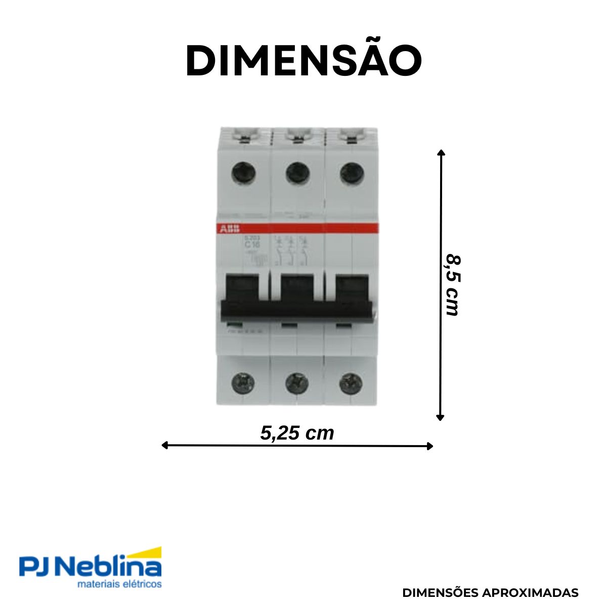 Disjuntor Mini Din Tripolar 16A Curva C 6Ka 230/400V - Abb
