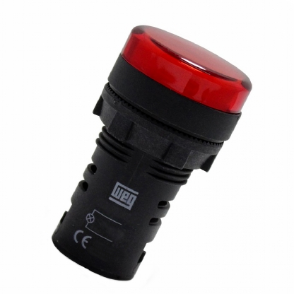 Sinaleiro Monobloco Redondo Plástico Vermelho 24Vca/Cc Led Ip65 Cew 22mm SM1-E2624VCA/VCC - WEG