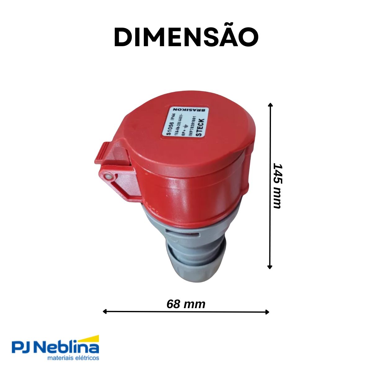 Acoplamento Brasikon 6P+T 380/440V 16A 6H Vermelho - Steck