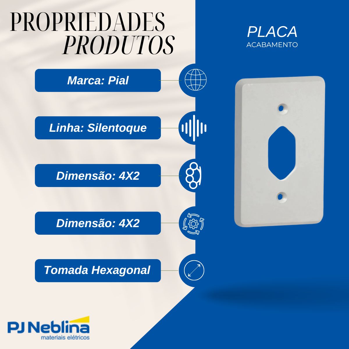 Placa Acabamento 4x2 1 Tom Hexag Cz Silentoque