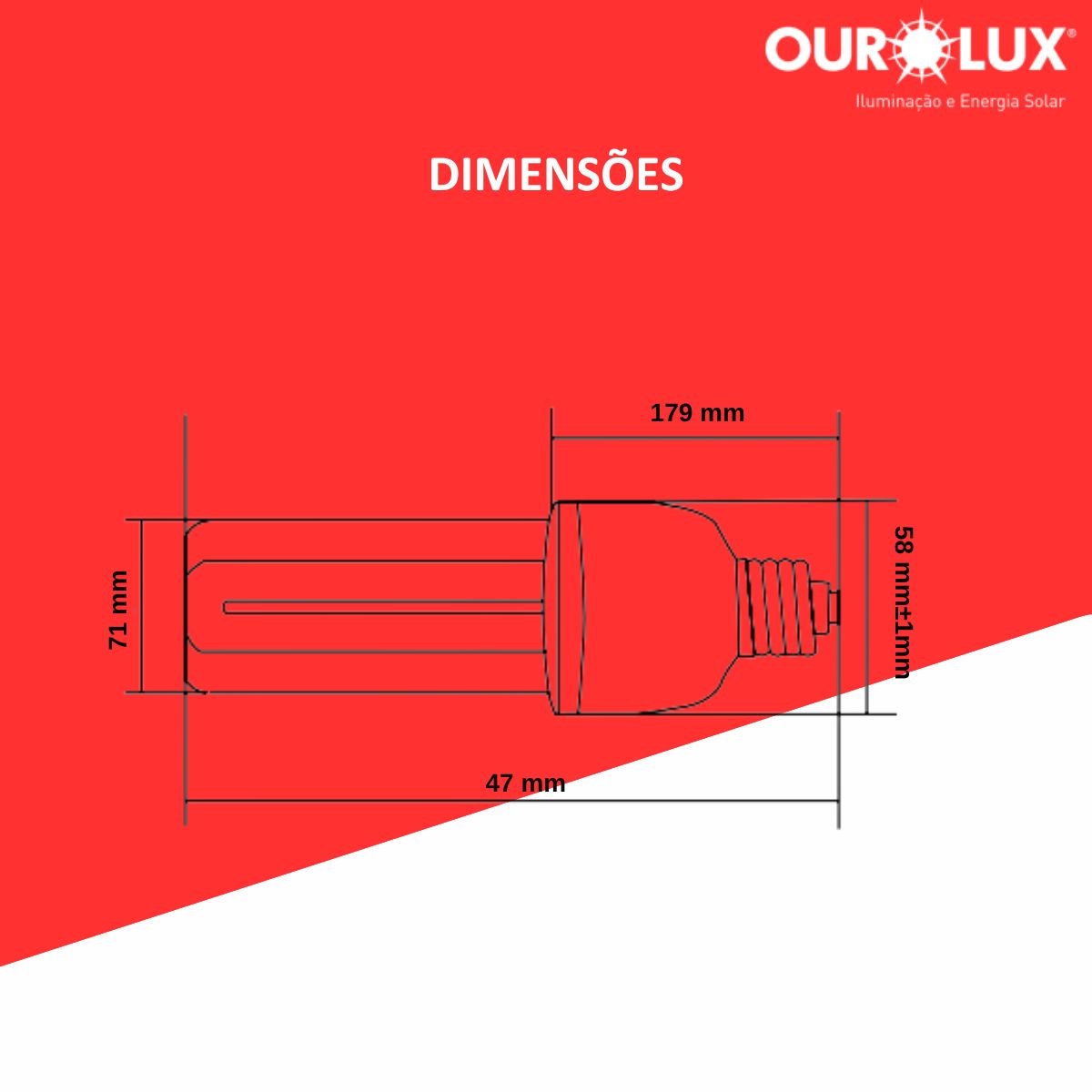 Lâmpada Fluorescente Compacta 4U 30W 220V 2700K Luz Amarela - Ourolux
