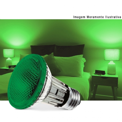 Lâmpada Halógena Par20 50W 220V E27 Verde 30G - Ourolux