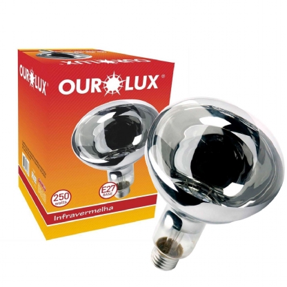 Lâmpada Incandescente Secagem R125 Prata 250W 220V E27 - Ourolux