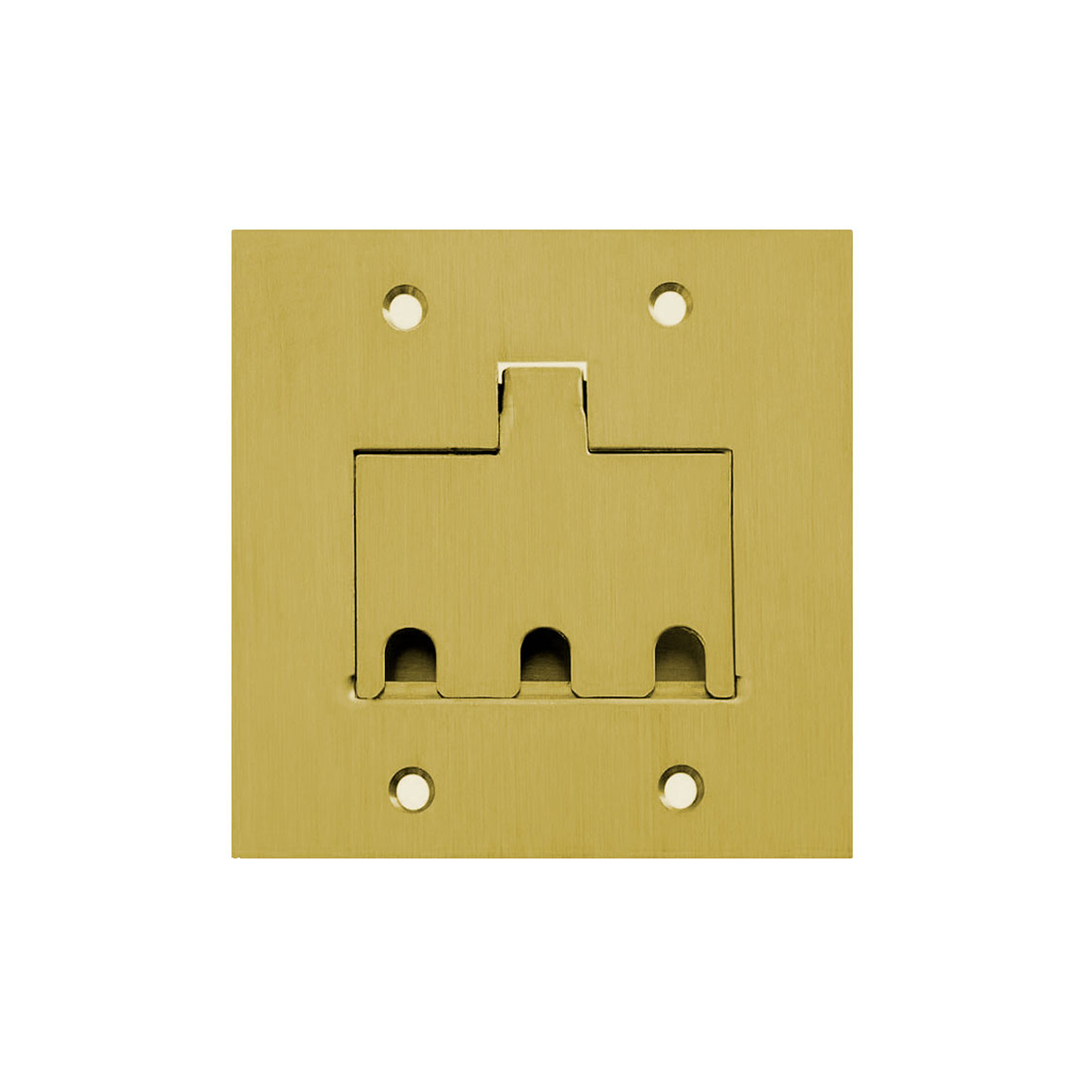 Placa Piso Latão 4x4 Para 3 Tomadas Rj45 Universal - Stampac