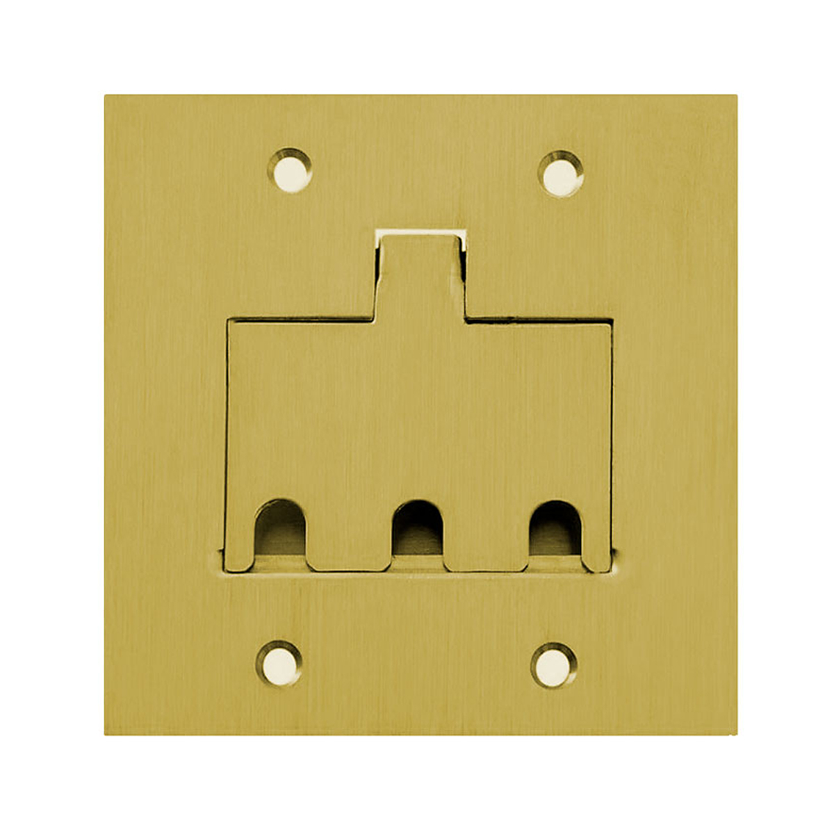 Placa Piso Latão 4x4 Para 3 Tomadas Rj45 Universal - Stampac