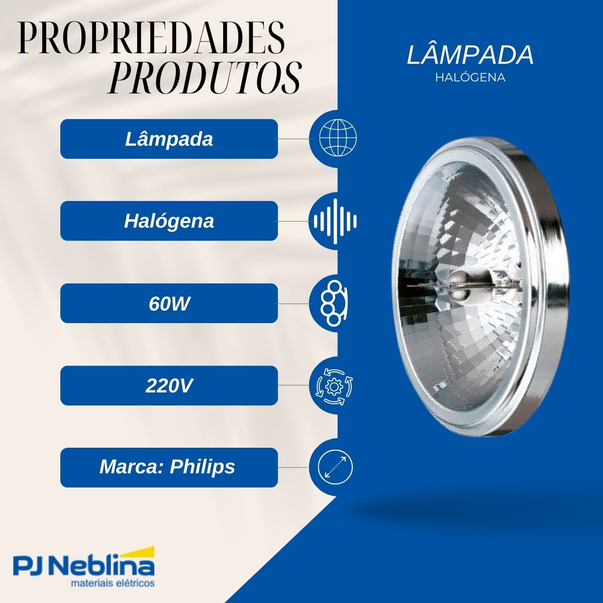 Lâmpada Halogena Ar111 60W 220V Gu10 Luz Amarela 18G - Philips