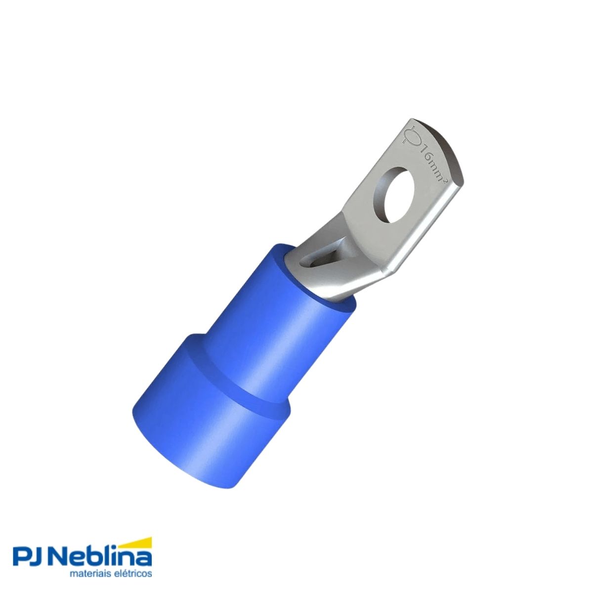 Terminal Olhal Tubular 16Mm (6Awg) Pré-Isolado Az 1 Furo F=6,5Mm 1/4 (M6) - Intelli