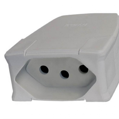 Plug Fêmea 20A 250V Cinza Axial Com Prensa Cabo - Pial