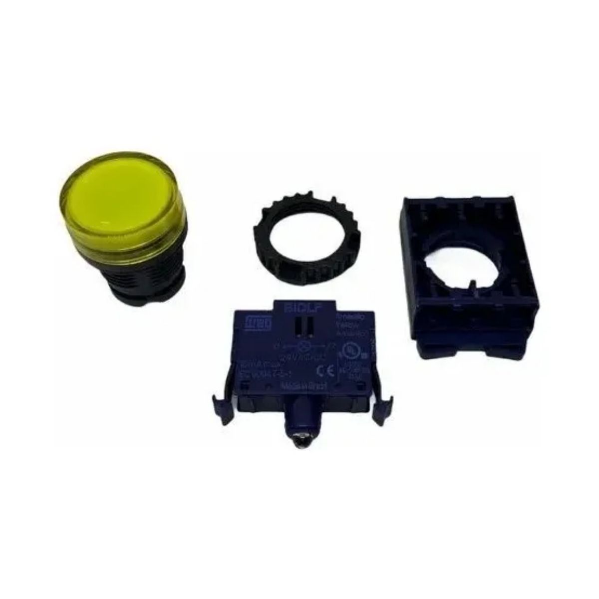 Sinaleiro Modular Faceado Redondo 22 mm 220-240V Plástico Led Amarelo Plástico Preto Ip66 - Weg