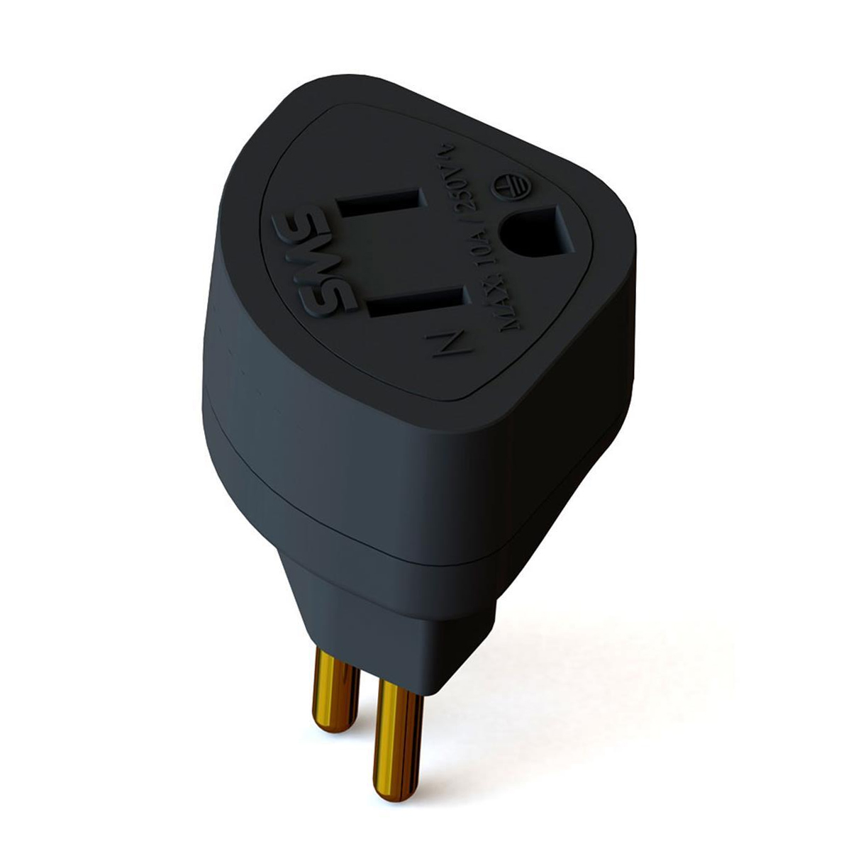 Adaptador Para Tomada Padrão Preto Nbr14136 Bivolt 10A 3 Polegada Preto - Sms