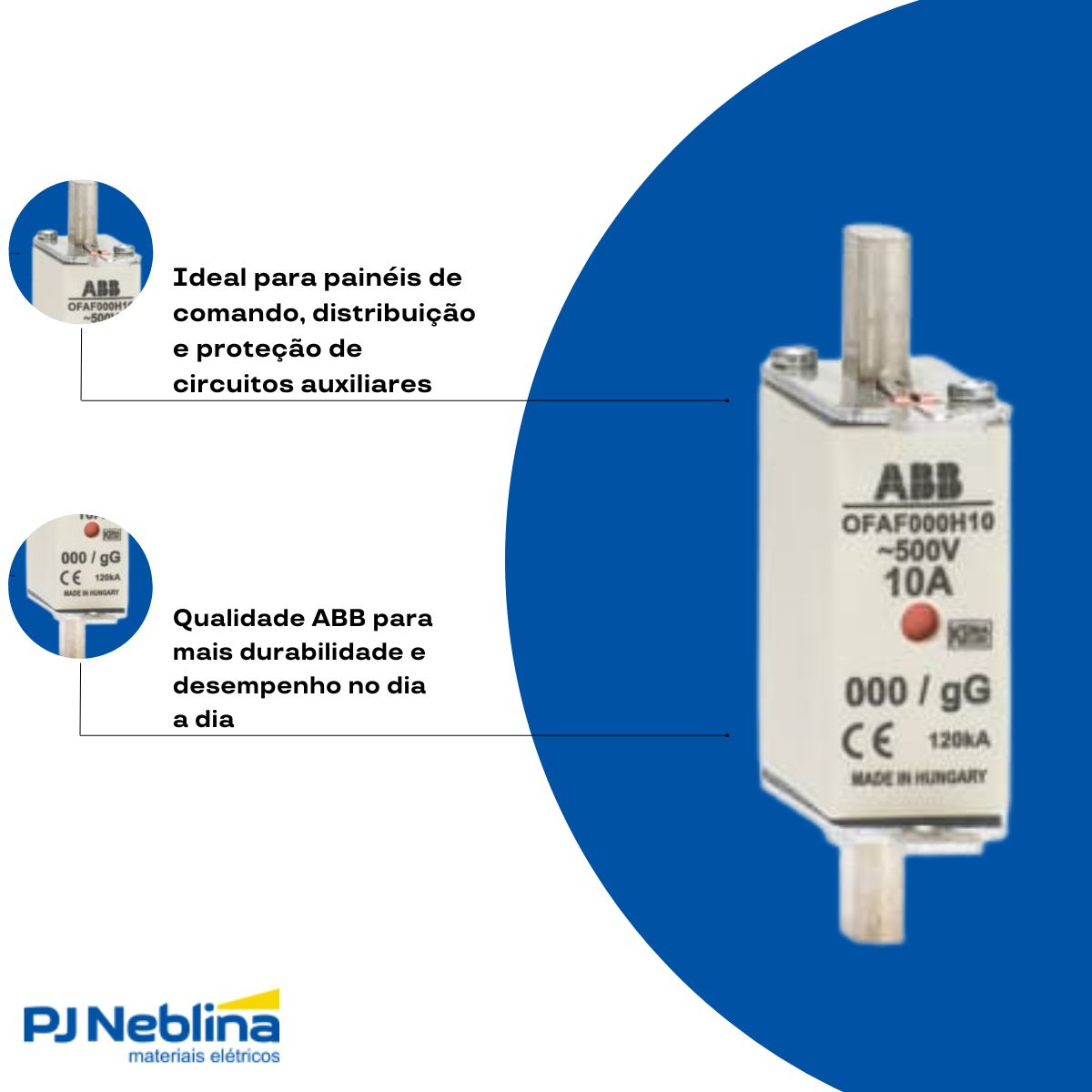 Fusível Nh Retardado Gg/Gl 63A 500V 120Ka T-000 - Abb