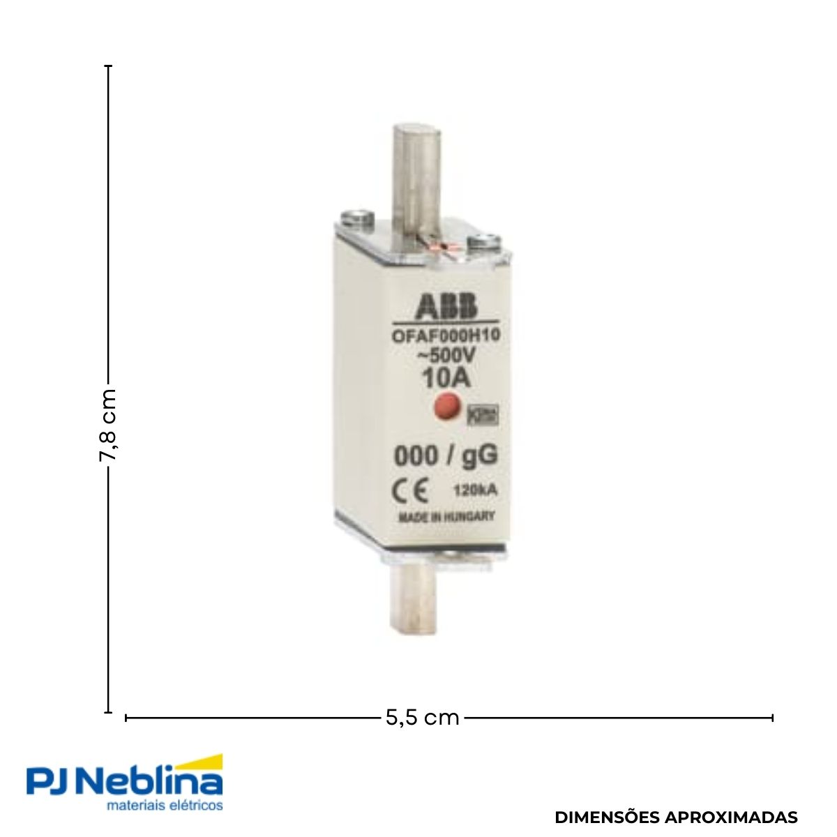 Fusível Nh Retardado Gg/Gl 63A 500V 120Ka T-000 - Abb